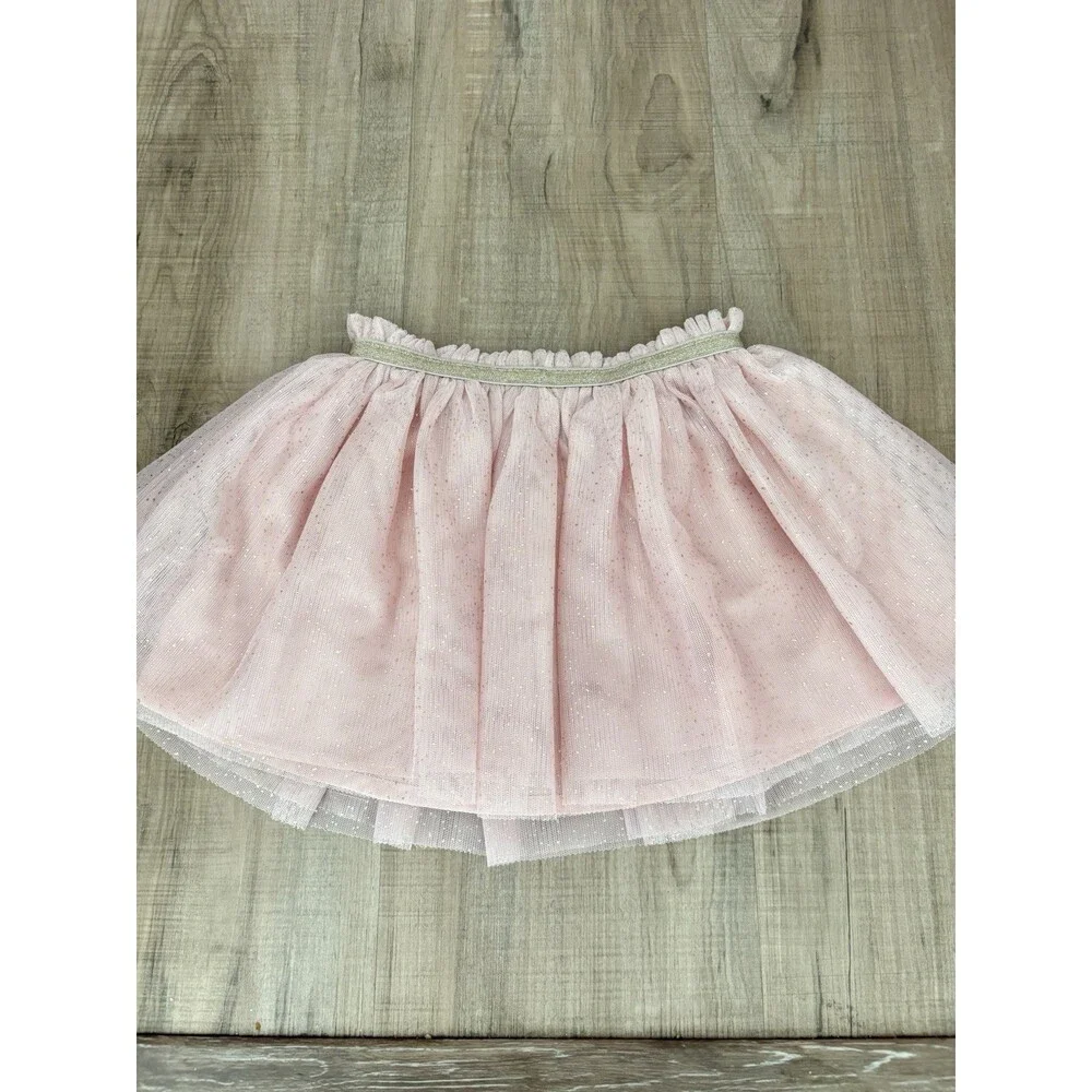 Cat & Jack Light Pink Gold Sparkle Tulle Tutu Tutu Skirt Girls Size 2T